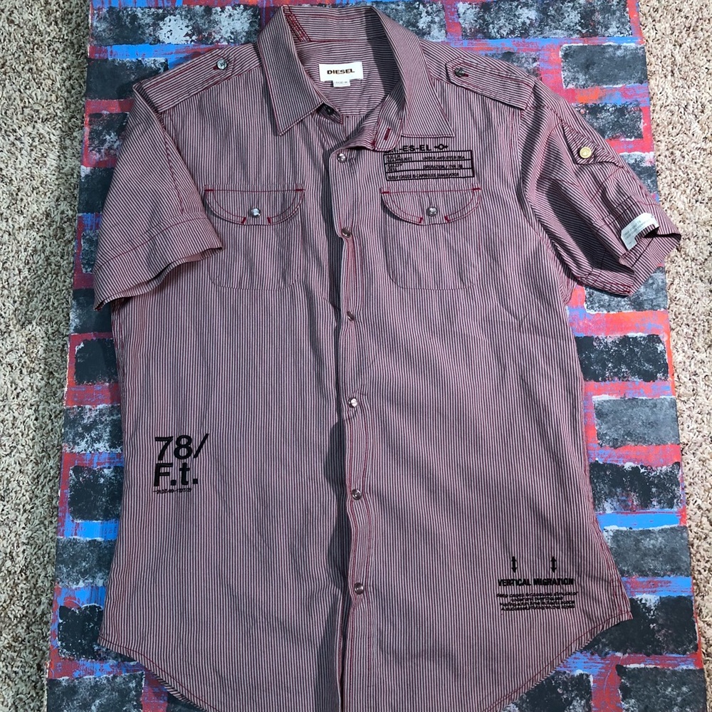Mens Diesel Button Up Short Sleeve Medium